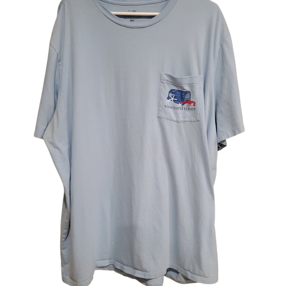 Vineyard Vines Light Blue Short-Sleeve Pocket Tee with Whale Graphic